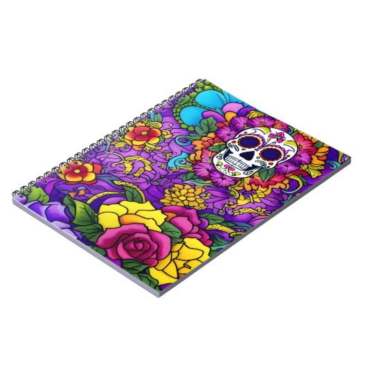 Sugar Skull Art - Día de los Muertos Notizblock (Linke Seite)