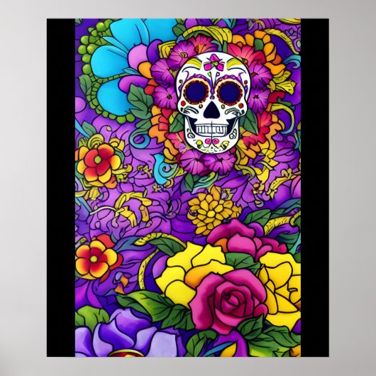 Sugar Skull Art - Día de los Muertos Poster (Vorne)
