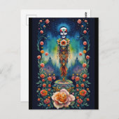 Sugar Skull Art - Dia de los Muertos Postkarte (Vorne/Hinten)