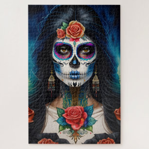 Sugar Skull Art - Embrace Dia de los Muertos Puzzle