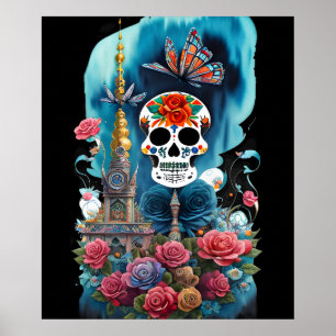 Sugar Skull Art - Farbenfrohe Altar Poster