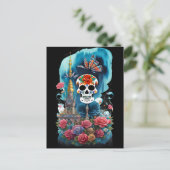 Sugar Skull Art - Farbenfrohe Altar Postkarte (Stehend Vorderseite)