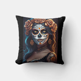 Sugar Skull Art - Farbenfrohe Äußerungen Kissen