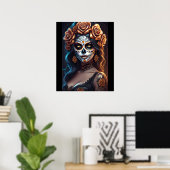 Sugar Skull Art - Farbenfrohe Äußerungen Poster (Heimbüro)