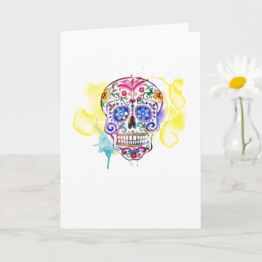 Sugar Skull Art farbenfrohe Feier NAME Karte (Kleine Pflanze)