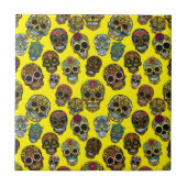 Sugar Skull Art farbenfrohe Muster Fliese (Vorderseite)