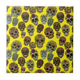 Sugar Skull Art farbenfrohe Muster Fliese