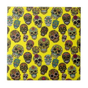 Sugar Skull Art farbenfrohe Muster Fliese