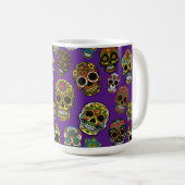 Sugar Skull Art farbenfrohe Muster Kaffeetasse (VorderseiteRechts)