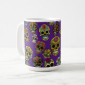 Sugar Skull Art farbenfrohe Muster Kaffeetasse (Vorderseite Links)