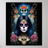 Sugar Skull Art - Farbenfrohe Skulptur Poster (Vorne)