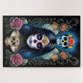 Sugar Skull Art - Farbenfrohe Skulptur Puzzle (Horizontal)