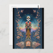Sugar Skull Art - Feierlicher Tag der Toten Postkarte (Vorne/Hinten)