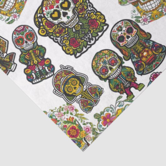 Sugar Skull Art - Festivals (weiß) Seidenpapier (Ausschnitt)