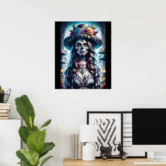 Sugar Skull Art - Festlicher Geist Poster (Heimbüro)
