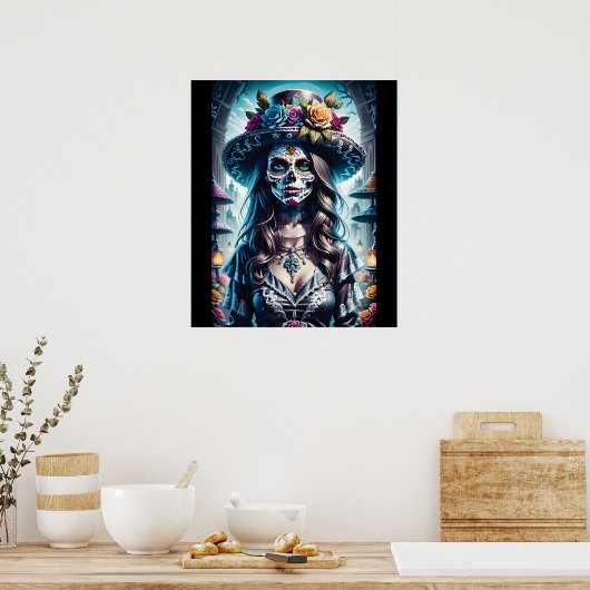 Sugar Skull Art - Festlicher Geist Poster (Küche)