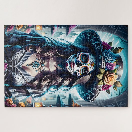 Sugar Skull Art - Festlicher Geist Puzzle (Horizontal)