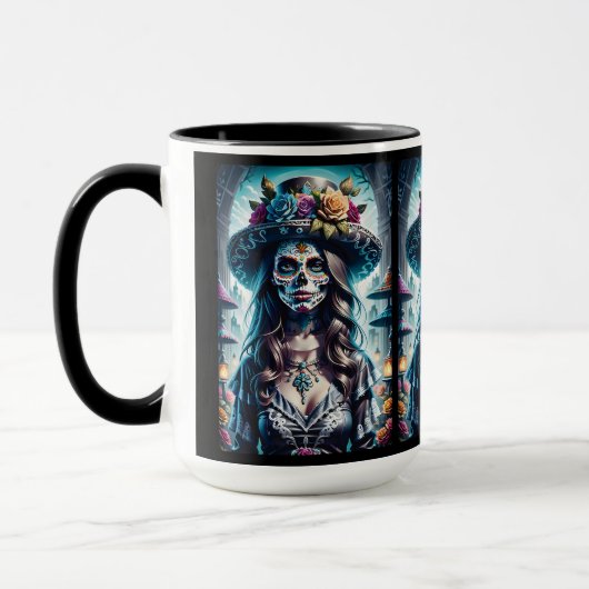 Sugar Skull Art - Festlicher Geist Tasse (Links)