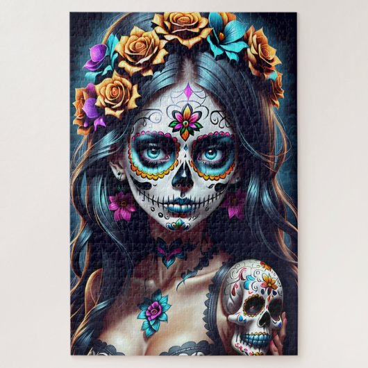 Sugar Skull Art - Fiesta of Colors Puzzle (Vertikal)