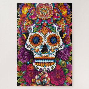 Sugar Skull Art - Fiesta of Colors Puzzle