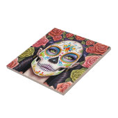Sugar Skull Art - Frau im Dazzling Makeup Fliese (Seite)
