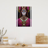 Sugar Skull Art - Frauen im Strickmakeup Poster (Küche)