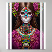 Sugar Skull Art - Frauen im Strickmakeup Poster (Vorne)