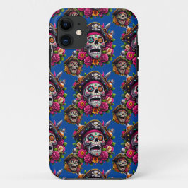 Sugar Skull Art - Jolly Pirate Skull (Blau) Case-Mate iPhone Hülle