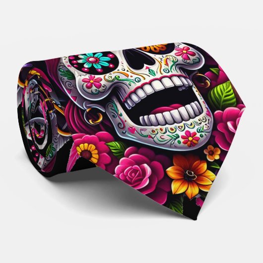 Sugar Skull Art - Jolly Pirate Skull Krawatte (Gerollt)