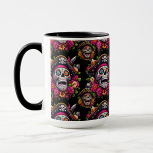 Sugar Skull Art - Jolly Pirate Skull Tasse