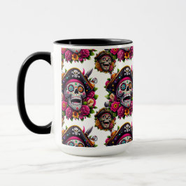 Sugar Skull Art - Jolly Pirate Skull (weiß) Tasse