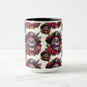 Sugar Skull Art - Jolly Pirate Skull (weiß) Tasse (Zentrum)