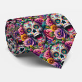Sugar Skull Art - Knochen-Bouquet Krawatte (Gerollt)