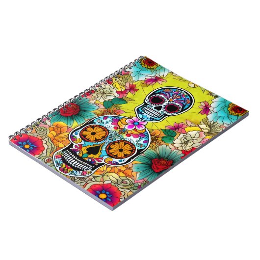 Sugar Skull Art - Kunst des Erinnerns Notizblock (Linke Seite)