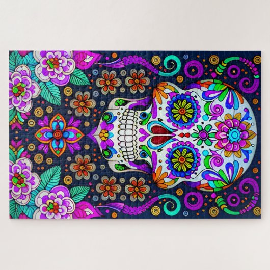 Sugar Skull Art - Leben im Tod Puzzle (Horizontal)