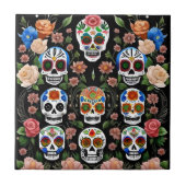 Sugar Skull Art - Lebhafte Erinnerung Fliese (Vorderseite)