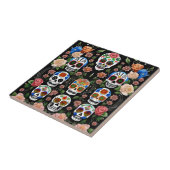 Sugar Skull Art - Lebhafte Erinnerung Fliese (Seite)