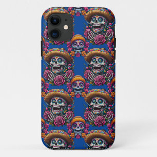 Sugar Skull Art - Lebhafter Tag der Toten (Blau) Case-Mate iPhone Hülle