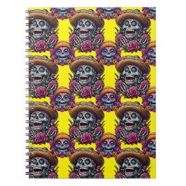 Sugar Skull Art - Lebhafter Tag der Toten (Gelb) Notizblock