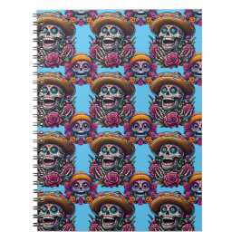 Sugar Skull Art - Lebhafter Tag der Toten (Himmel) Notizblock