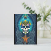 Sugar Skull Art - Lebhafter Tag der Toten Postkarte (Stehend Vorderseite)