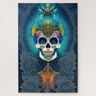 Sugar Skull Art - Lebhafter Tag der Toten Puzzle