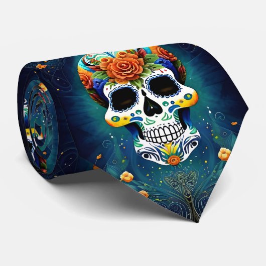 Sugar Skull Art - mexikanische Magie Krawatte (Gerollt)
