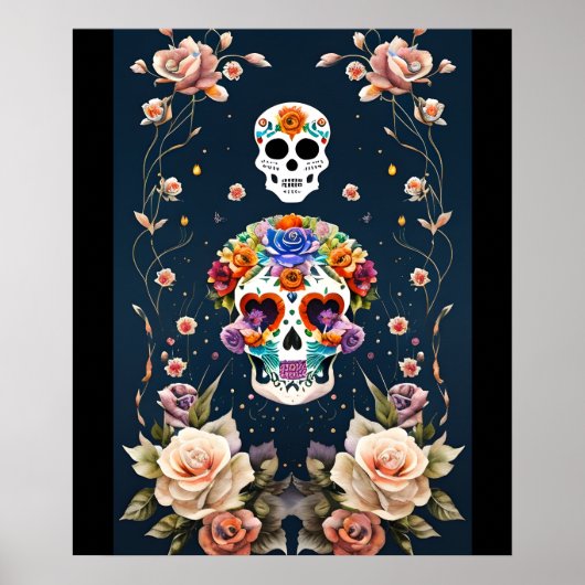 Sugar Skull Art - Mexikanisches Erbe Poster (Vorne)