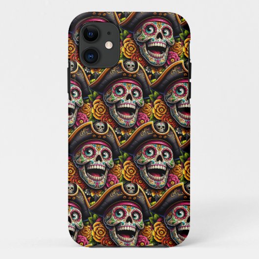 Sugar Skull Art - Pirate Skull Case-Mate iPhone Hülle (Rückseite)