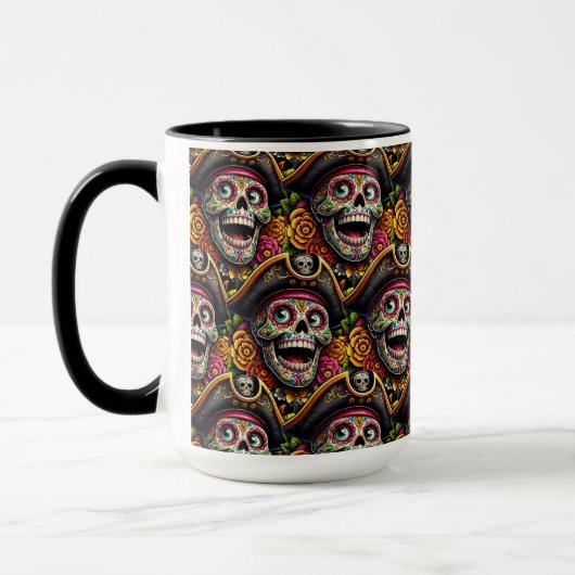 Sugar Skull Art - Pirate Skull Tasse (Links)