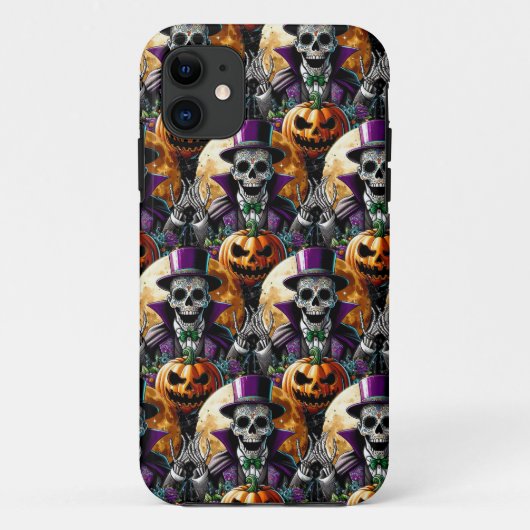 Sugar Skull Art - Pumpkins MitternachtsHalloween Case-Mate iPhone Hülle (Rückseite)