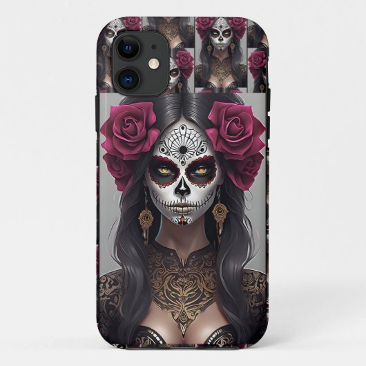 Sugar Skull Art - Rose und Romantik Case-Mate iPhone Hülle (Rückseite)