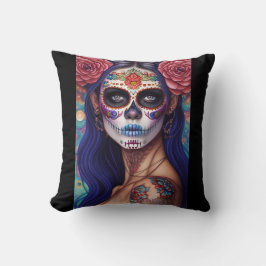 Sugar Skull Art - Rose und Romantik Kissen