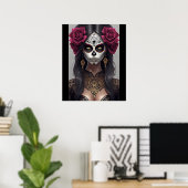 Sugar Skull Art - Rose und Romantik Poster (Heimbüro)